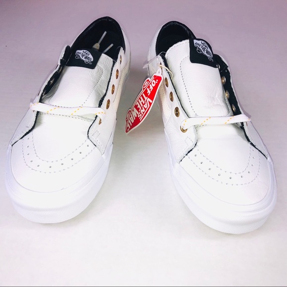 VANS SK8 Low Leather True White & Gold Sneakers - Picture 6 of 10
